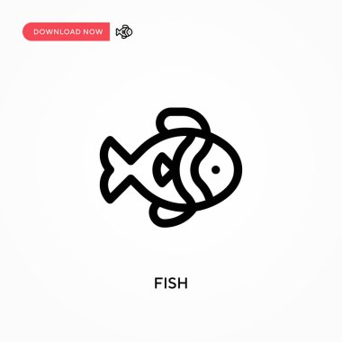 Fish Simple vektör simgesi. Web sitesi veya mobil uygulama için modern, basit düz vektör çizimi