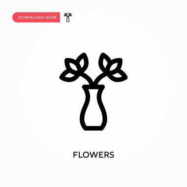 Çiçekler basit vektör simgesi. Web sitesi veya mobil uygulama için modern, basit düz vektör çizimi