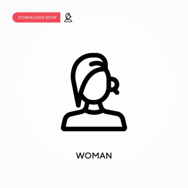 Kadın basit vektör simgesi. Web sitesi veya mobil uygulama için modern, basit düz vektör çizimi