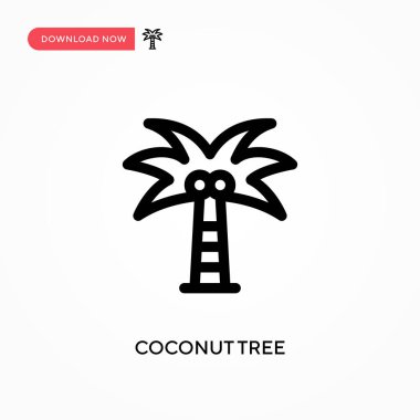Hindistan cevizi ağacı basit vektör simgesi. Web sitesi veya mobil uygulama için modern, basit düz vektör çizimi