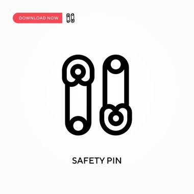 Güvenlik iğnesi basit vektör simgesi. Web sitesi veya mobil uygulama için modern, basit düz vektör çizimi