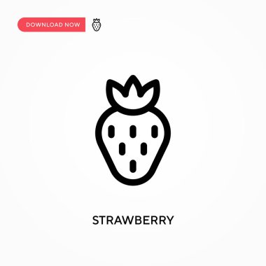 Çilek Basit vektör simgesi. Web sitesi veya mobil uygulama için modern, basit düz vektör çizimi