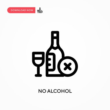 Alkol yok. Basit vektör simgesi. Web sitesi veya mobil uygulama için modern, basit düz vektör çizimi