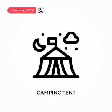 Kamp çadırı basit vektör simgesi. Web sitesi veya mobil uygulama için modern, basit düz vektör çizimi