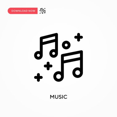 Müzik basit vektör simgesi. Web sitesi veya mobil uygulama için modern, basit düz vektör çizimi