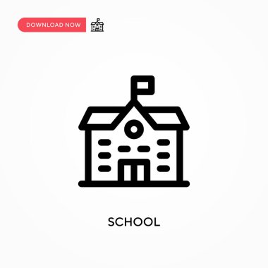 Okulun basit vektör simgesi. Web sitesi veya mobil uygulama için modern, basit düz vektör çizimi