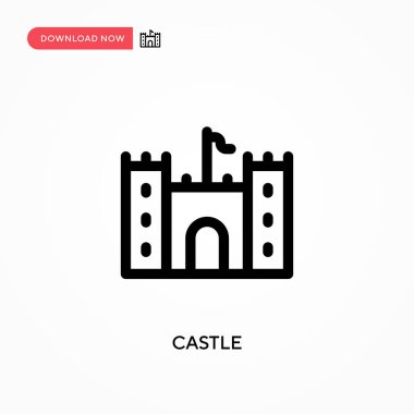 Basit Castle vektör simgesi. Web sitesi veya mobil uygulama için modern, basit düz vektör çizimi