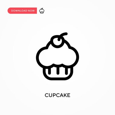Cupcake Basit vektör simgesi. Web sitesi veya mobil uygulama için modern, basit düz vektör çizimi