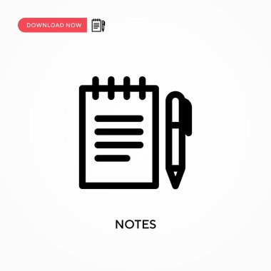 Notlar basit vektör simgesi. Web sitesi veya mobil uygulama için modern, basit düz vektör çizimi