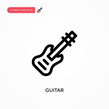 Gitar basit vektör simgesi. Web sitesi veya mobil uygulama için modern, basit düz vektör çizimi