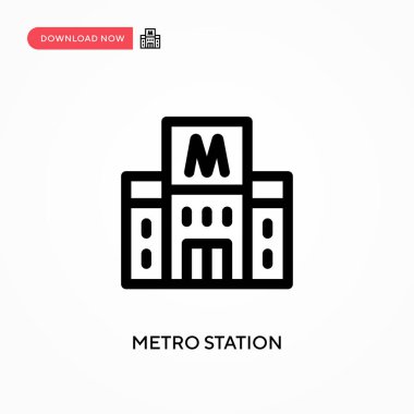 Metro istasyonu Basit vektör simgesi. Web sitesi veya mobil uygulama için modern, basit düz vektör çizimi