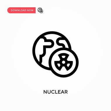 Nükleer basit vektör simgesi. Web sitesi veya mobil uygulama için modern, basit düz vektör çizimi