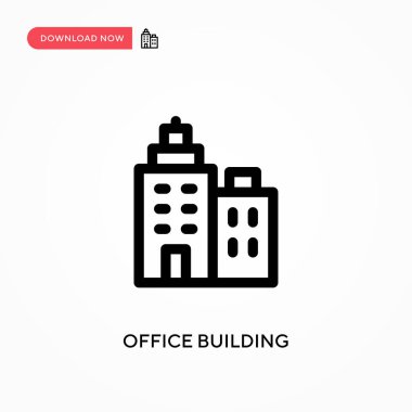 Ofis binası basit vektör simgesi. Web sitesi veya mobil uygulama için modern, basit düz vektör çizimi