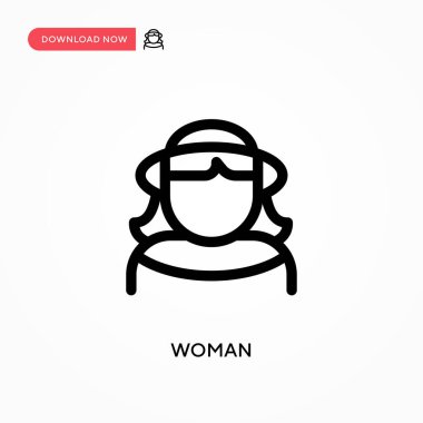 Kadın basit vektör simgesi. Web sitesi veya mobil uygulama için modern, basit düz vektör çizimi