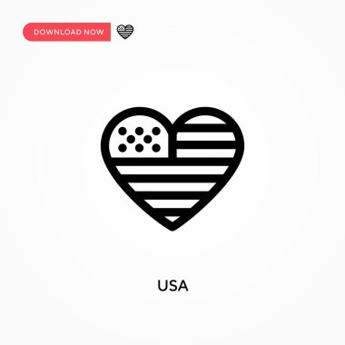 Usa Basit vektör simgesi. Web sitesi veya mobil uygulama için modern, basit düz vektör çizimi