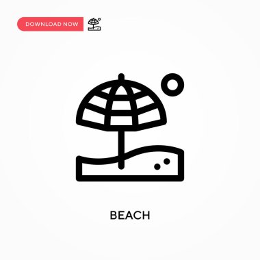 Plaj basit vektör simgesi. Web sitesi veya mobil uygulama için modern, basit düz vektör çizimi