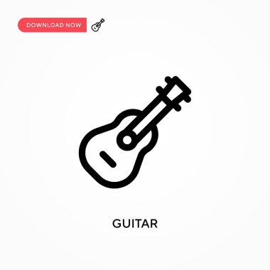 Gitar basit vektör simgesi. Web sitesi veya mobil uygulama için modern, basit düz vektör çizimi