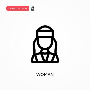 Kadın basit vektör simgesi. Web sitesi veya mobil uygulama için modern, basit düz vektör çizimi