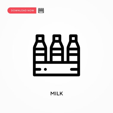 Süt Basit vektör simgesi. Web sitesi veya mobil uygulama için modern, basit düz vektör çizimi