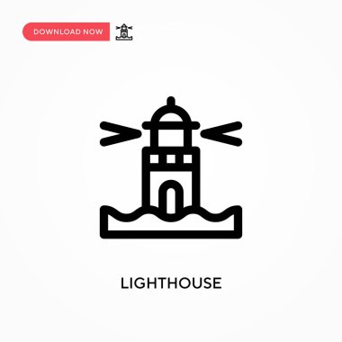 Deniz feneri basit vektör simgesi. Web sitesi veya mobil uygulama için modern, basit düz vektör çizimi