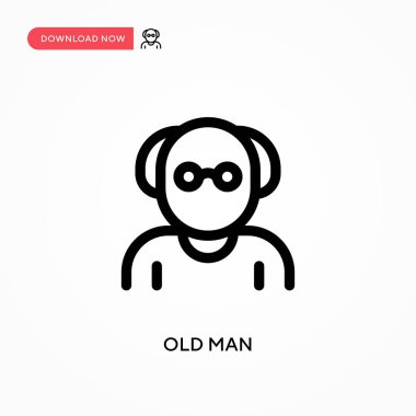 Yaşlı adam basit vektör simgesi. Web sitesi veya mobil uygulama için modern, basit düz vektör çizimi