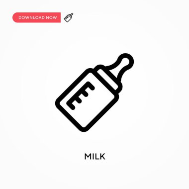 Süt Basit vektör simgesi. Web sitesi veya mobil uygulama için modern, basit düz vektör çizimi