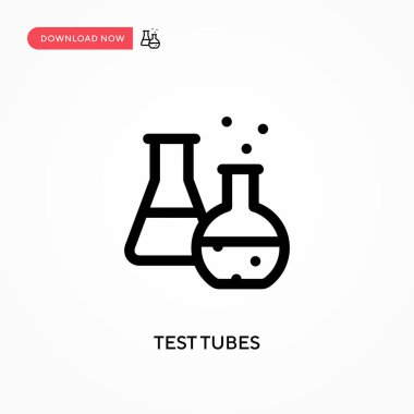 Test tüpleri basit vektör simgesi. Web sitesi veya mobil uygulama için modern, basit düz vektör çizimi
