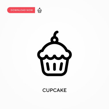 Cupcake Basit vektör simgesi. Web sitesi veya mobil uygulama için modern, basit düz vektör çizimi