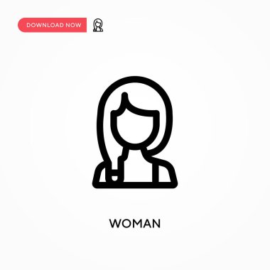 Kadın basit vektör simgesi. Web sitesi veya mobil uygulama için modern, basit düz vektör çizimi