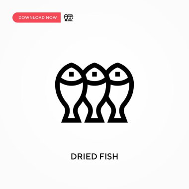 Kurutulmuş balık basit vektör simgesi. Web sitesi veya mobil uygulama için modern, basit düz vektör çizimi