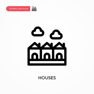 Evler basit vektör simgesi. Web sitesi veya mobil uygulama için modern, basit düz vektör çizimi