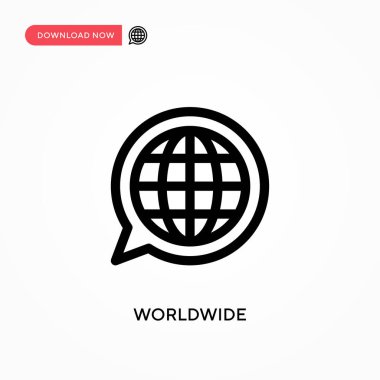 Dünya çapında basit vektör simgesi. Web sitesi veya mobil uygulama için modern, basit düz vektör çizimi