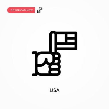 Usa Basit vektör simgesi. Web sitesi veya mobil uygulama için modern, basit düz vektör çizimi