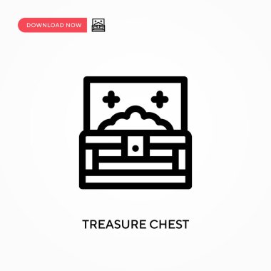 Hazine sandığı basit vektör simgesi. Web sitesi veya mobil uygulama için modern, basit düz vektör çizimi