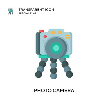 Fotoğraf makinesi vektör simgesi. Düz çizim. EPS 10 vektörü.