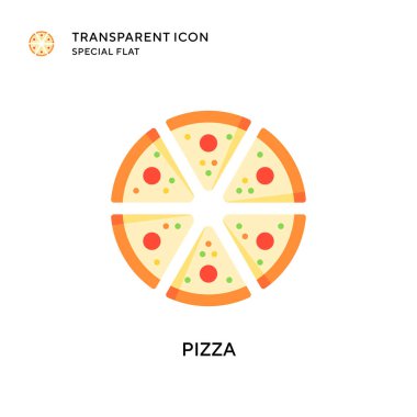 Pizza vektör simgesi. Düz çizim. EPS 10 vektörü.