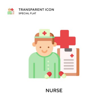 Hemşire vektör ikonu. Düz çizim. EPS 10 vektörü.