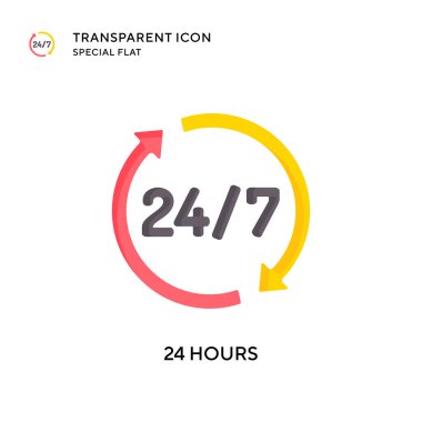 24 saat vektör simgesi. Düz çizim. EPS 10 vektörü.