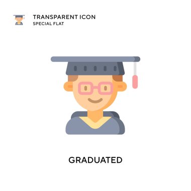 Mezuniyet vektör simgesi. Düz çizim. EPS 10 vektörü.