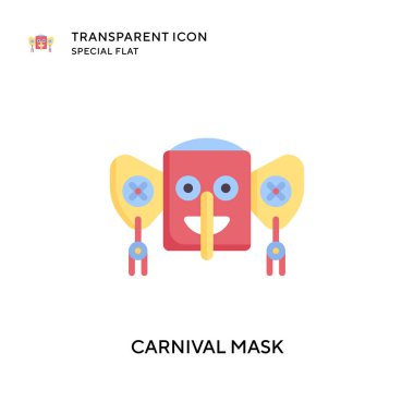 Karnaval maskesi vektör simgesi. Düz çizim. EPS 10 vektörü.