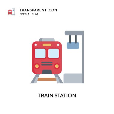 Tren istasyonu vektör simgesi. Düz çizim. EPS 10 vektörü.