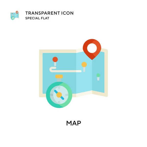 Ícone Vetorial Mapa Ilustração Estilo Plano Vetor Eps —  Vetores de Stock