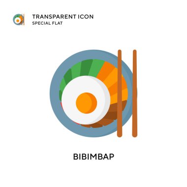 Bibimbap vektör simgesi. Düz çizim. EPS 10 vektörü.
