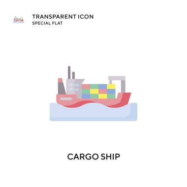 Kargo gemisi vektör simgesi. Düz çizim. EPS 10 vektörü.