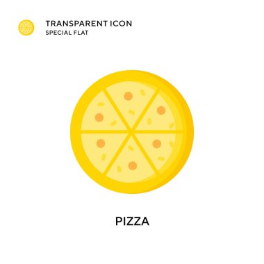 Pizza vektör simgesi. Düz çizim. EPS 10 vektörü.