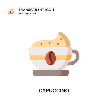 Capuccino vektör simgesi. Düz çizim. EPS 10 vektörü.