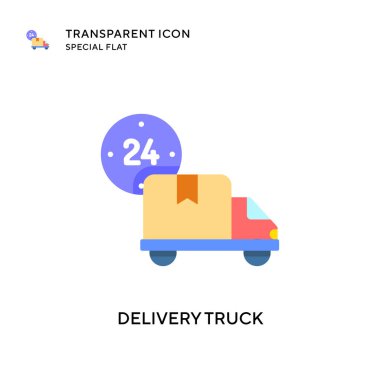 Teslimat kamyonu vektör ikonu. Düz çizim. EPS 10 vektörü.