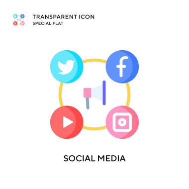 Sosyal medya vektör simgesi. Düz çizim. EPS 10 vektörü.