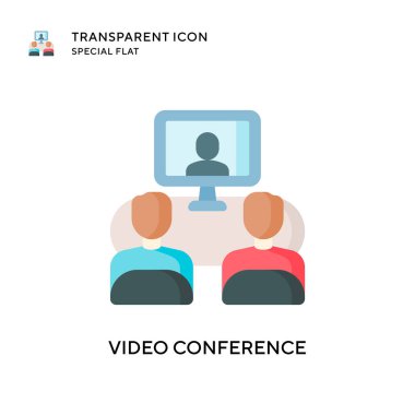 Video konferans vektör simgesi. Düz çizim. EPS 10 vektörü.