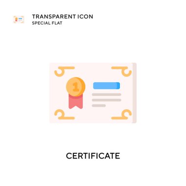 Sertifika vektör simgesi. Düz çizim. EPS 10 vektörü.